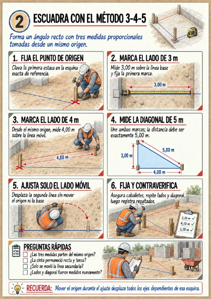 Página real: Escuadra con el método 3-4-5